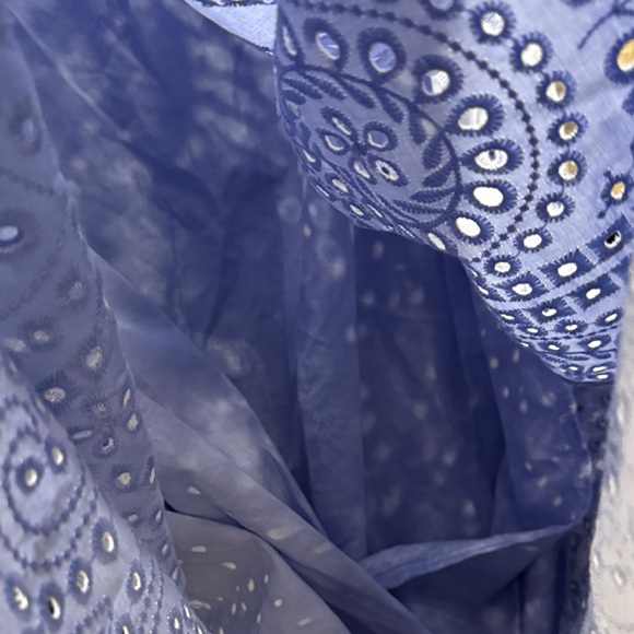 H&M Strapless Babydoll Midi Eyelet Dress in Soft Blue NWT S - Picture 5 of 9